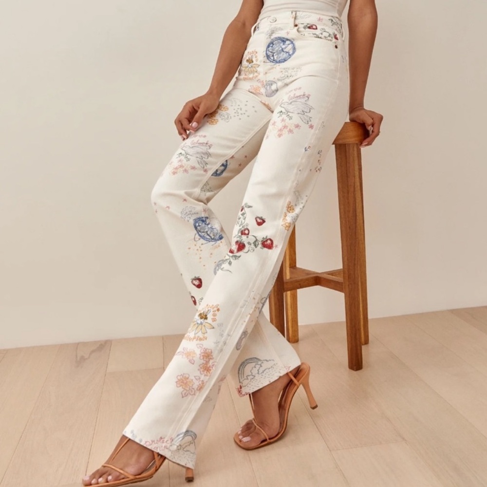 Reformation Cynthia Doodle High Rise Straight Jean
